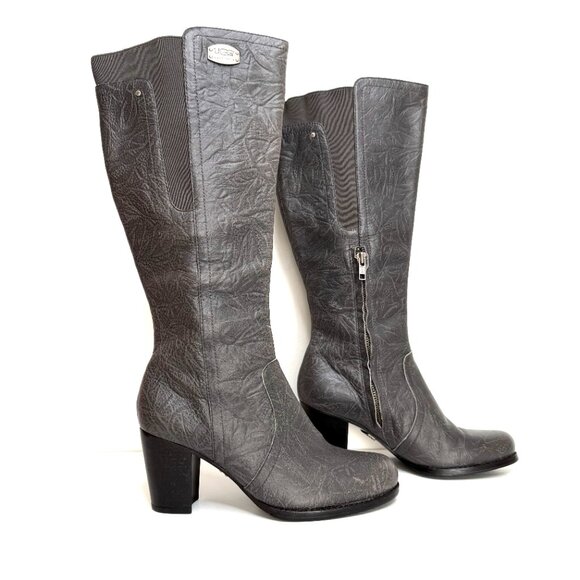 Ugg Ashur 5760 Boots Womens EU 38 US 7 Gray Crinkled Leather Knee High Boho - Picture 6 of 16